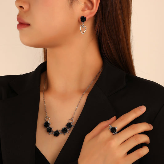 Antique Silver Black Rose Collection