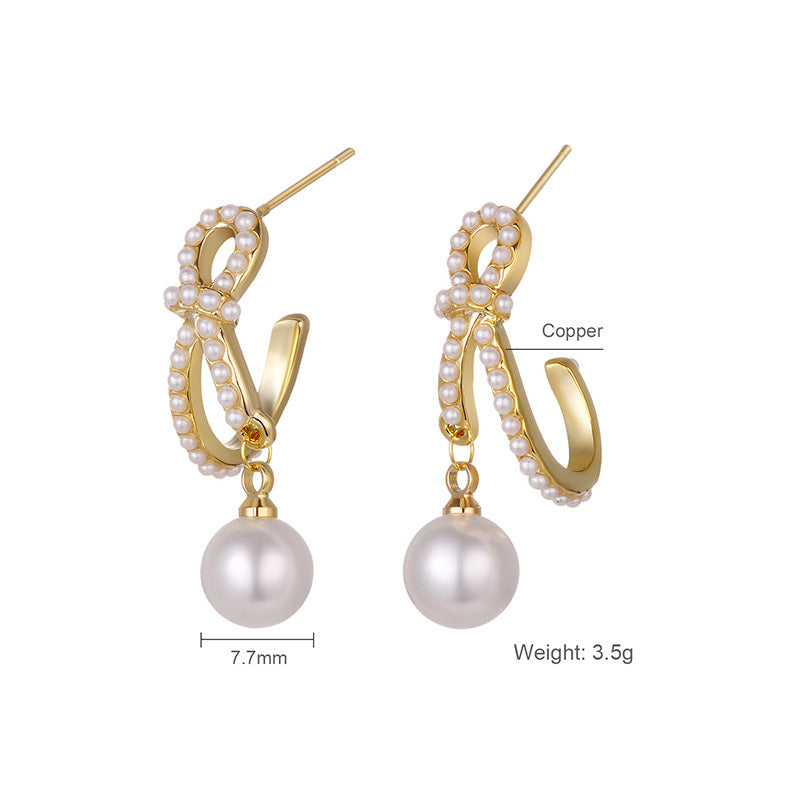 Pearly Gold Hoop Earrings