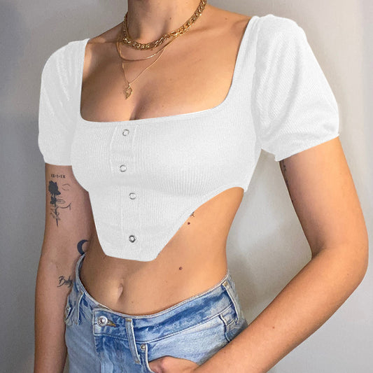 Ladies Short Sleeve Vest Style Tank Top