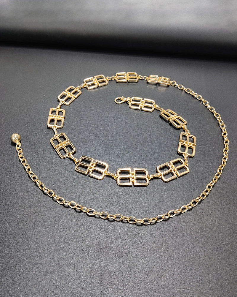 Metal Embellishments Paired Waist Chain