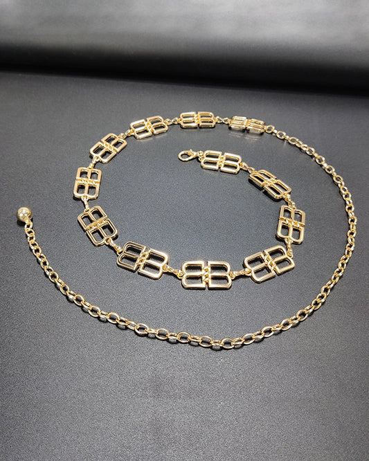 Metal Embellishments Paired Waist Chain
