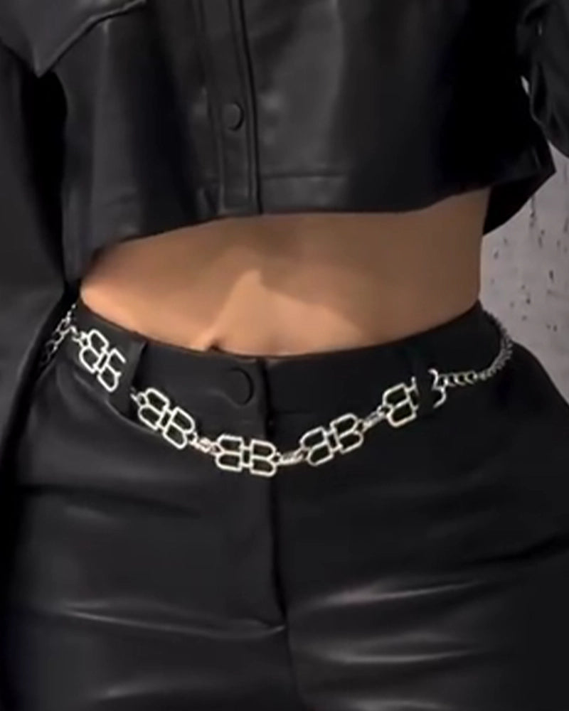 Metal Embellishments Paired Waist Chain