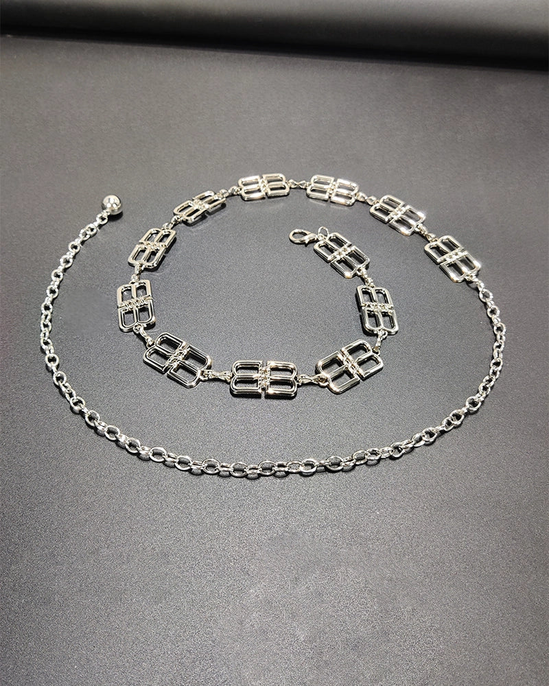 Metal Embellishments Paired Waist Chain