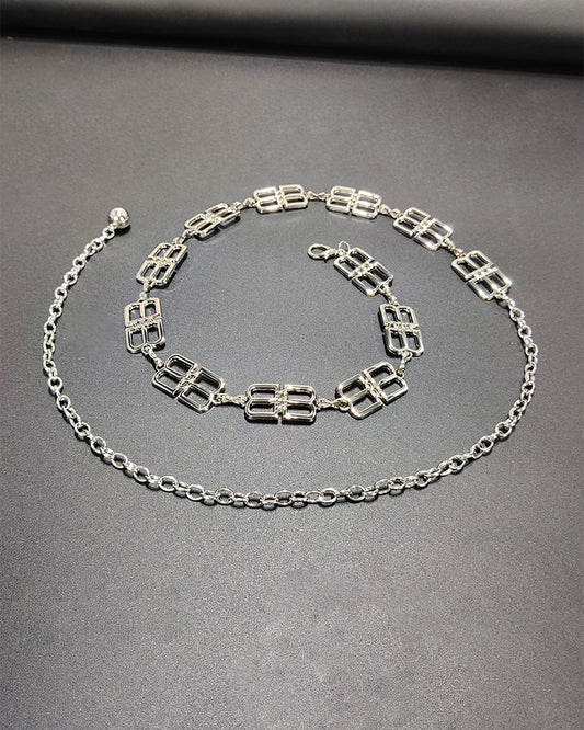 Metal Embellishments Paired Waist Chain
