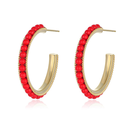Trendy Red Retro Geometric Earrings