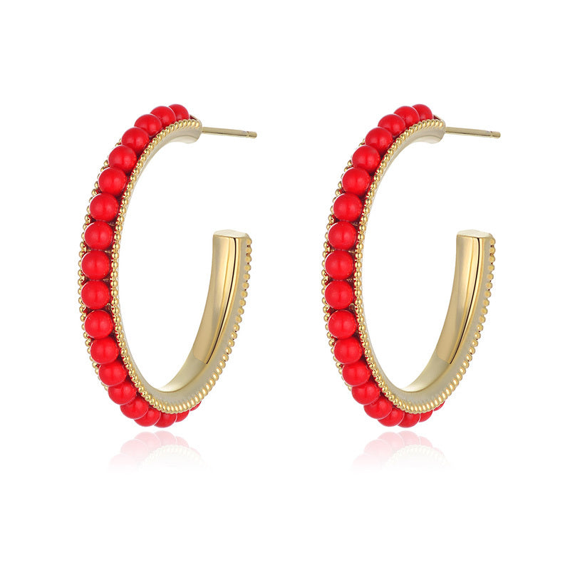 Trendy Red Retro Geometric Earrings