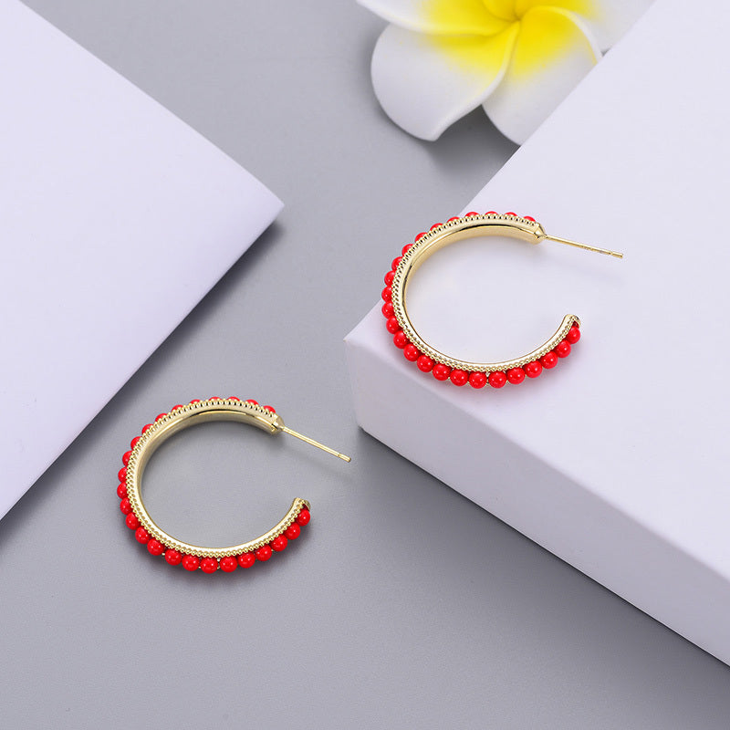 Trendy Red Retro Geometric Earrings